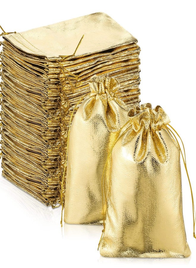 PerKoop 200 Pcs Gold Gift Bags 5 x 7 Inches Jewelry Pouches With Drawstring Metallic Gold Party Favor Bags for Wedding, Birthday, Christmas Gifts - Image 1